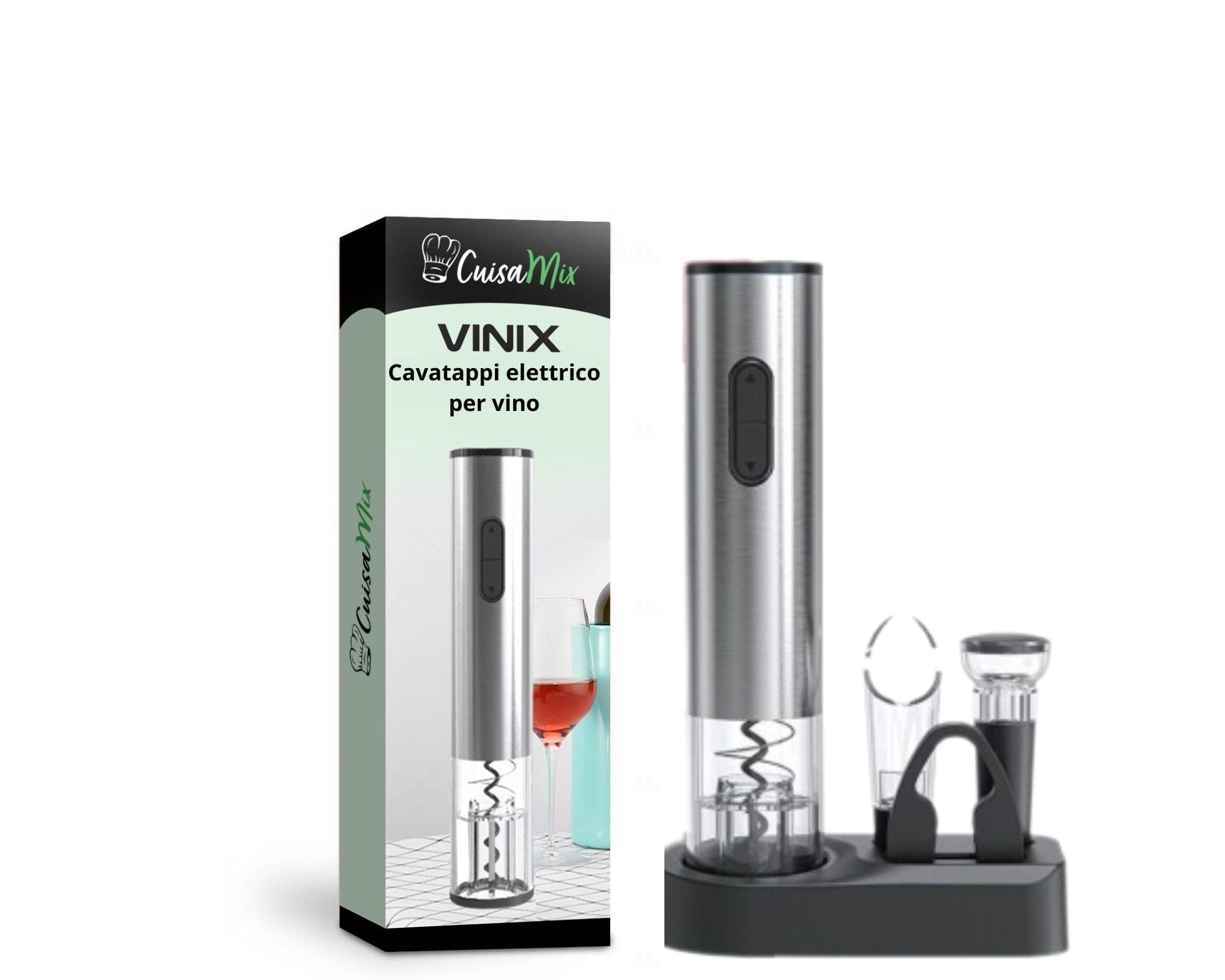 Vinix - Cavatappi Elettrico per Vino (+4 accessori GRATUITI)